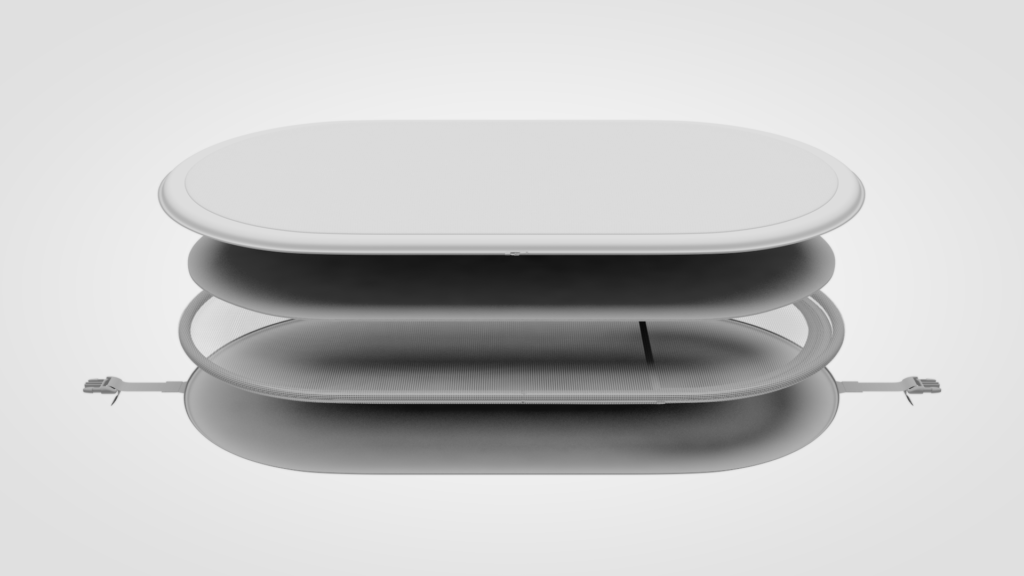 The Nini Spacer Mattress layers shown separated